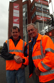 TT hero John McGuinness (left) with Chief Marshal Roger Hurst (courtesy Isle of Man Newspapers)